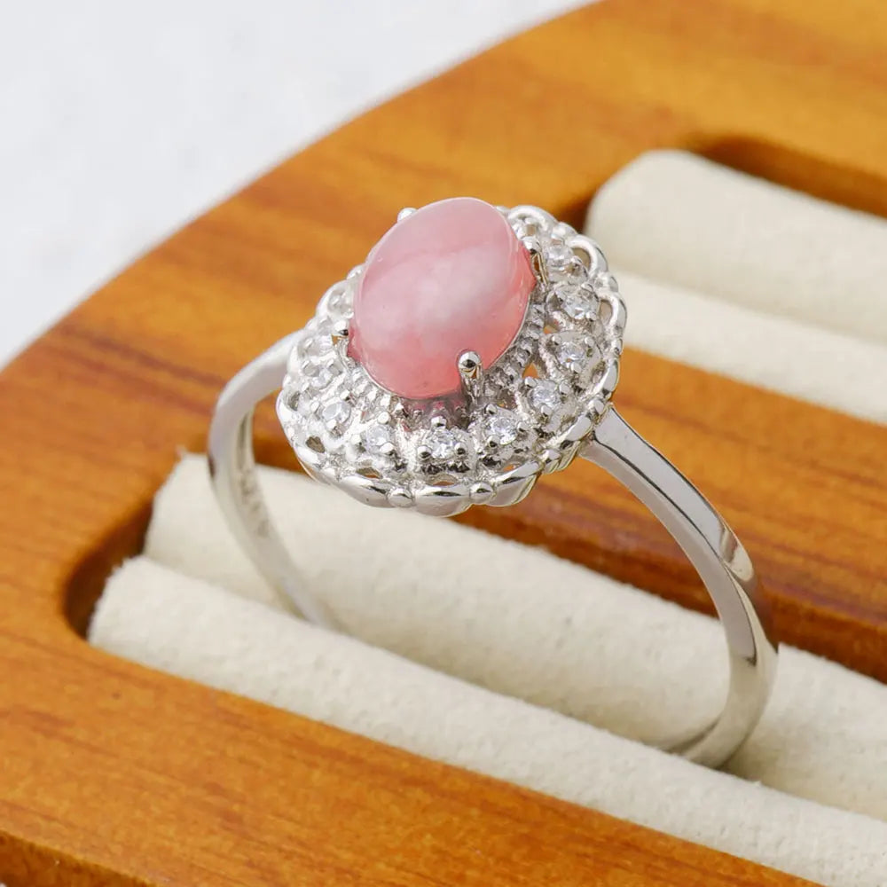 Pink Gemstone Silver Ring