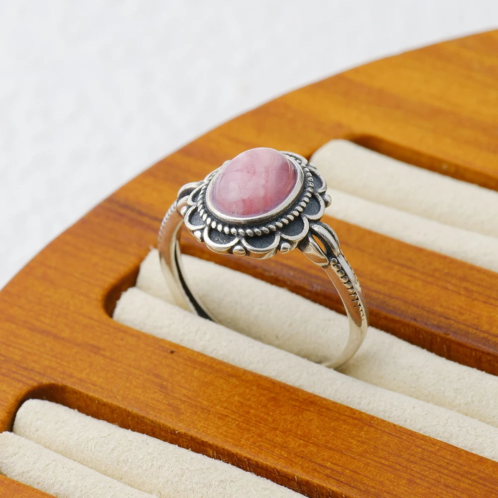 Pink Gemstone Silver Ring