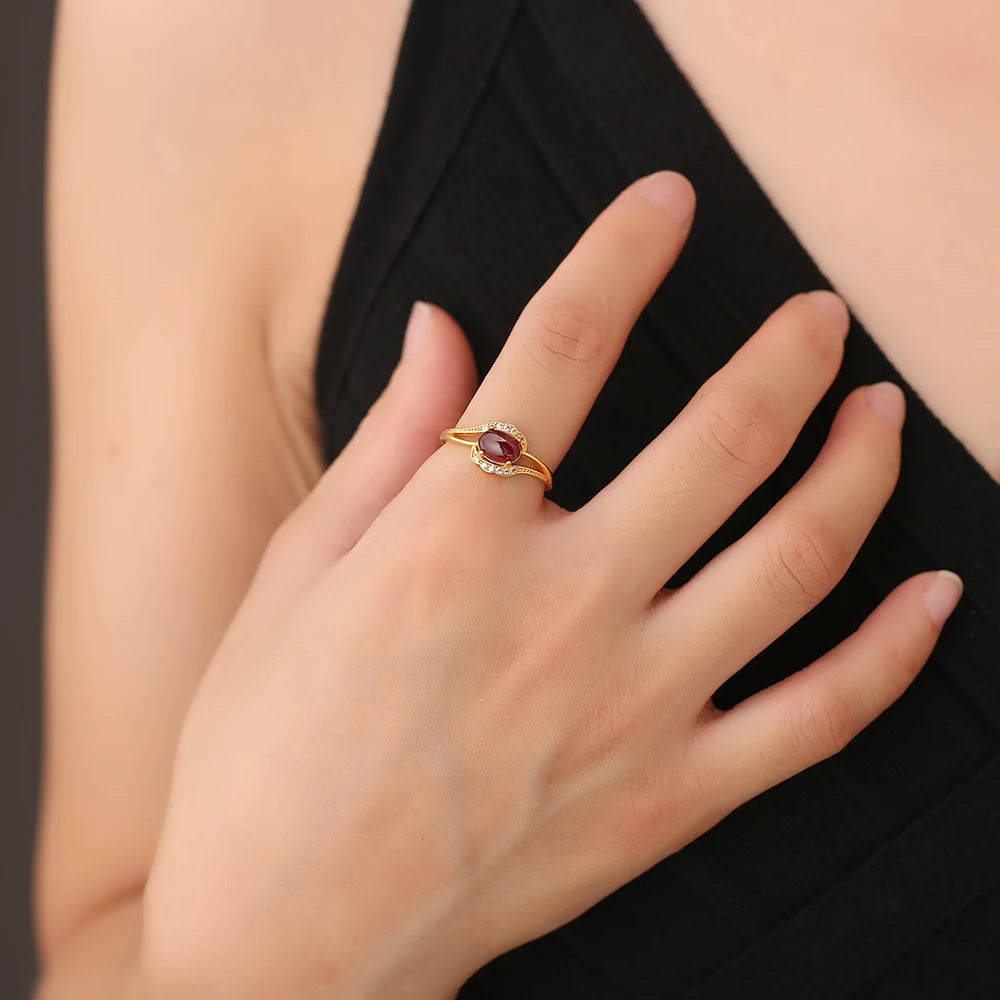 Boho Garnet Ring