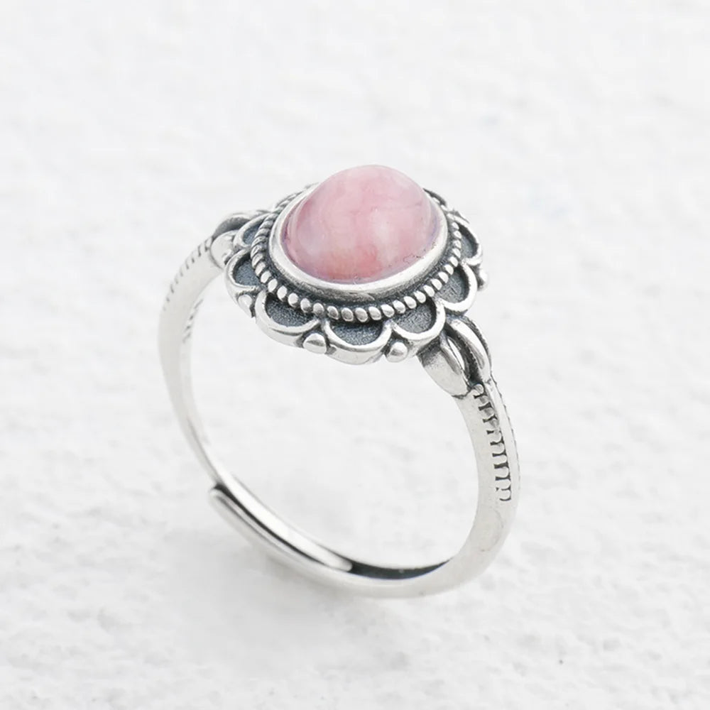 Pink Gemstone Silver Ring