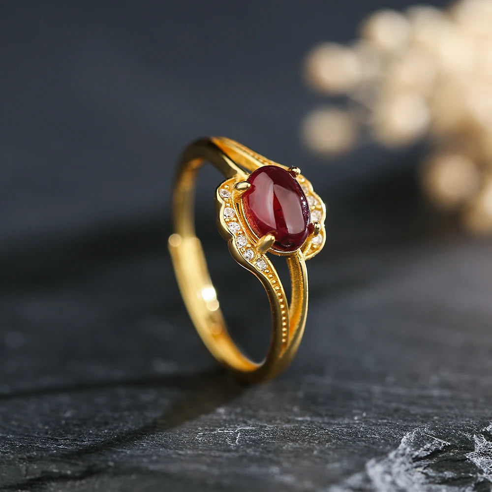 Boho Garnet Ring