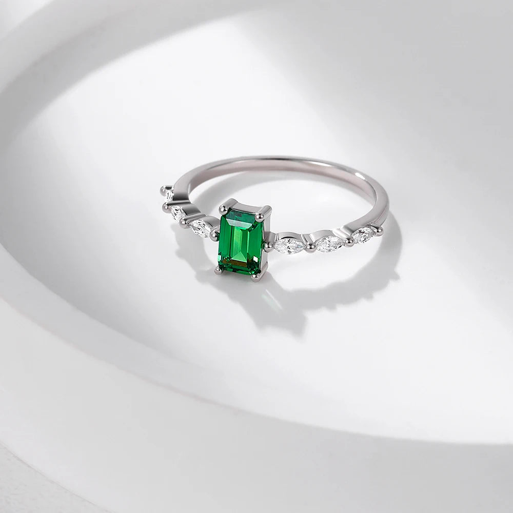 Green Zirconia Silver Ring