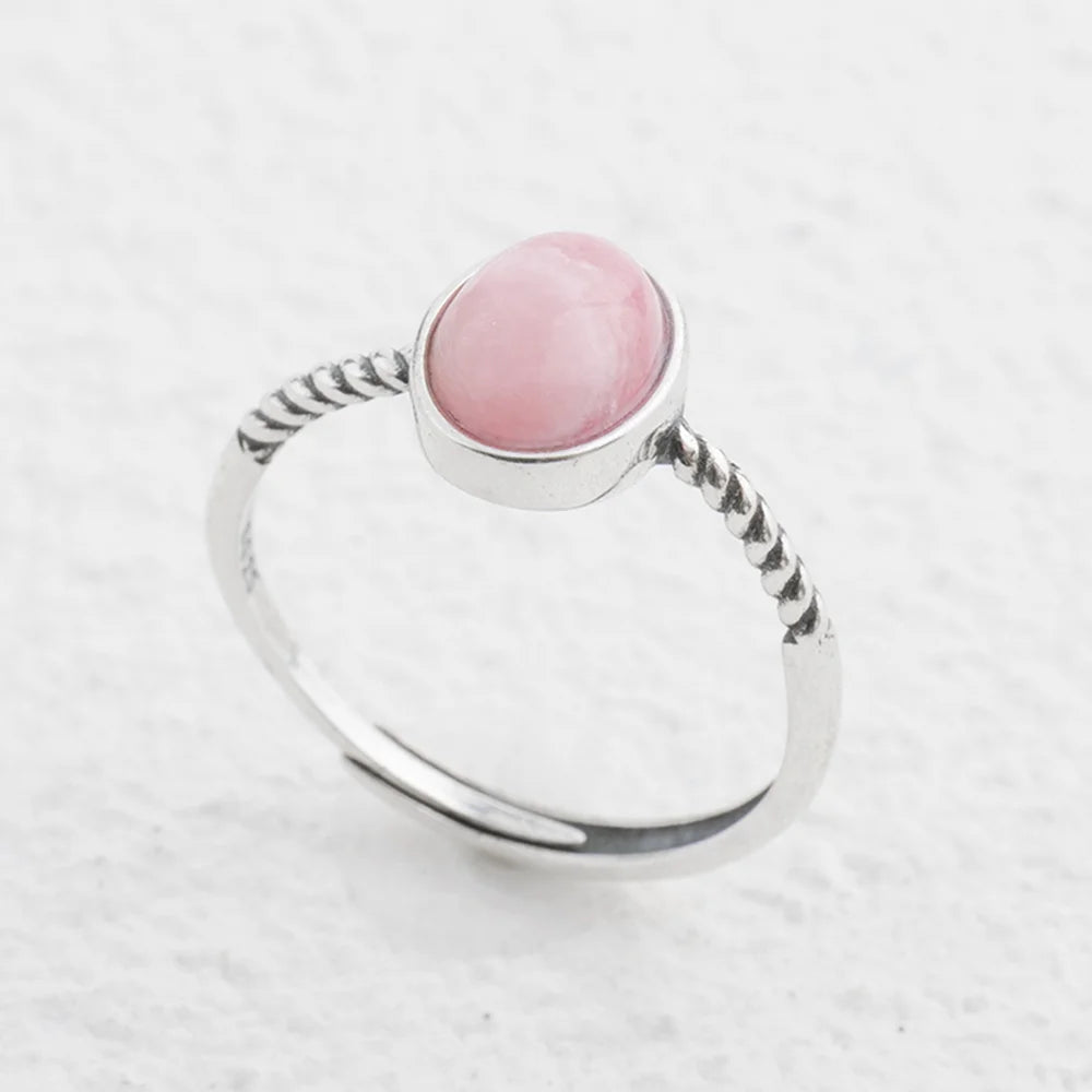 Pink Gemstone Silver Ring