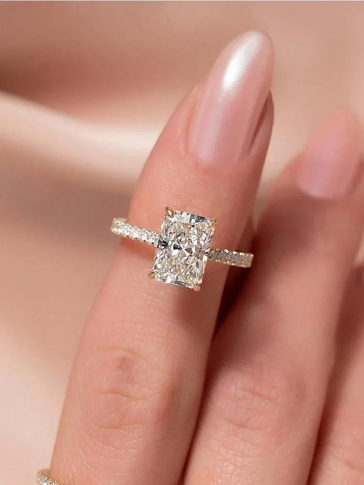 Rectangle Zircon Silver Ring
