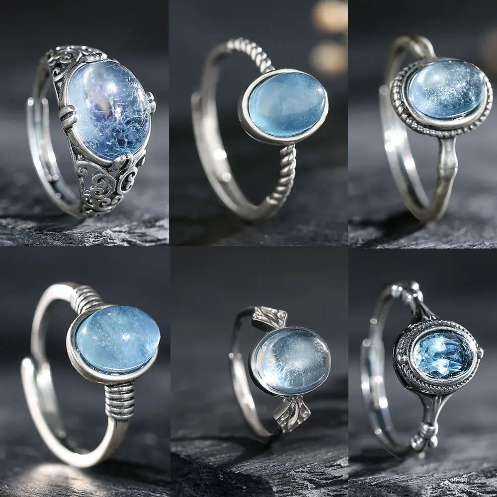 Aquamarine Silver Rings