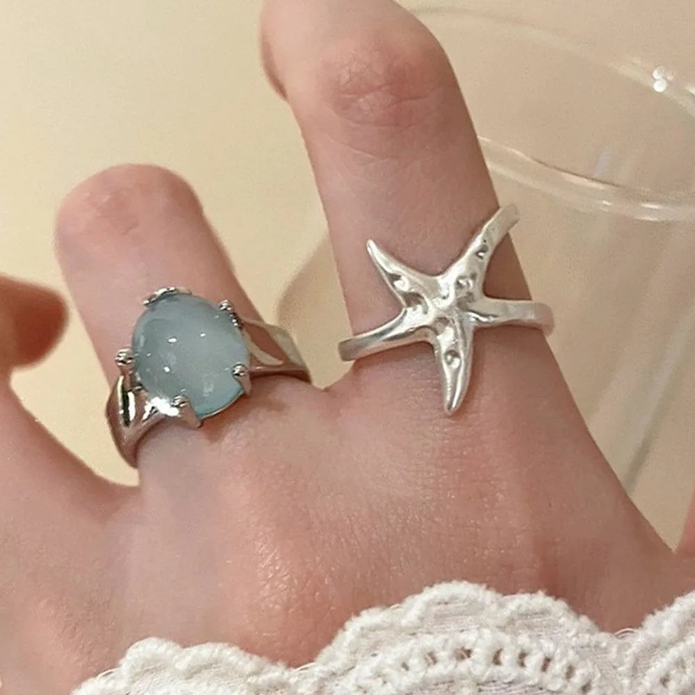 Sterling Blue Star Ring