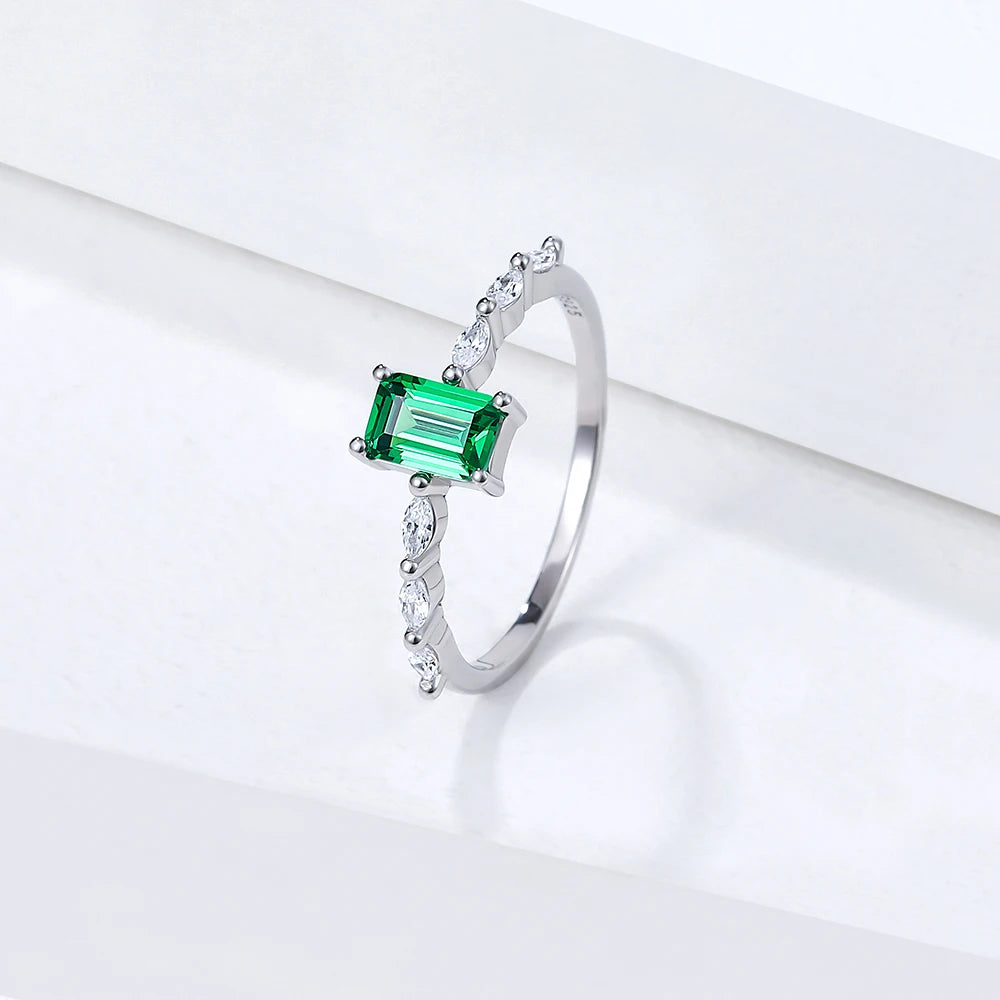 Green Zirconia Silver Ring