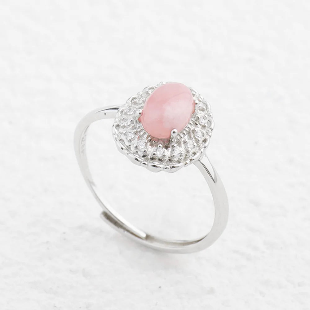 Pink Gemstone Silver Ring