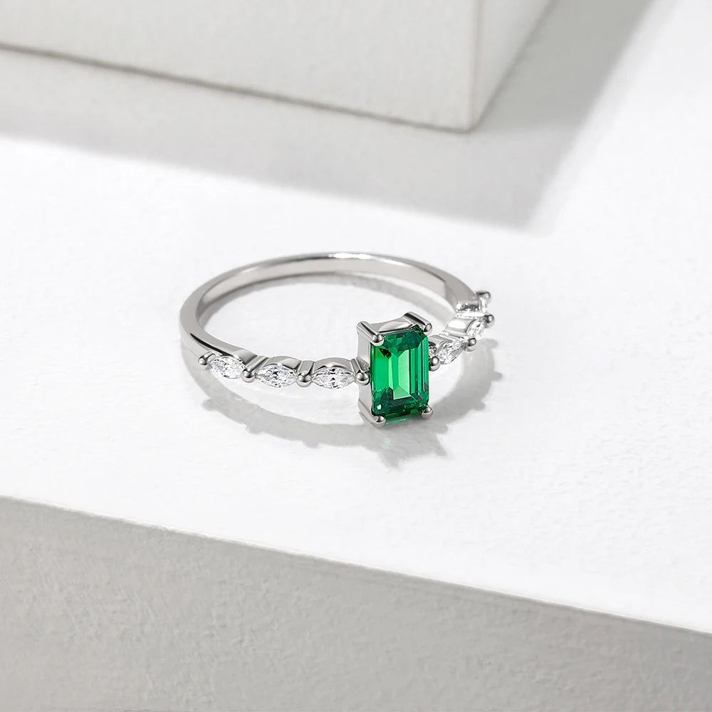 Green Zirconia Silver Ring
