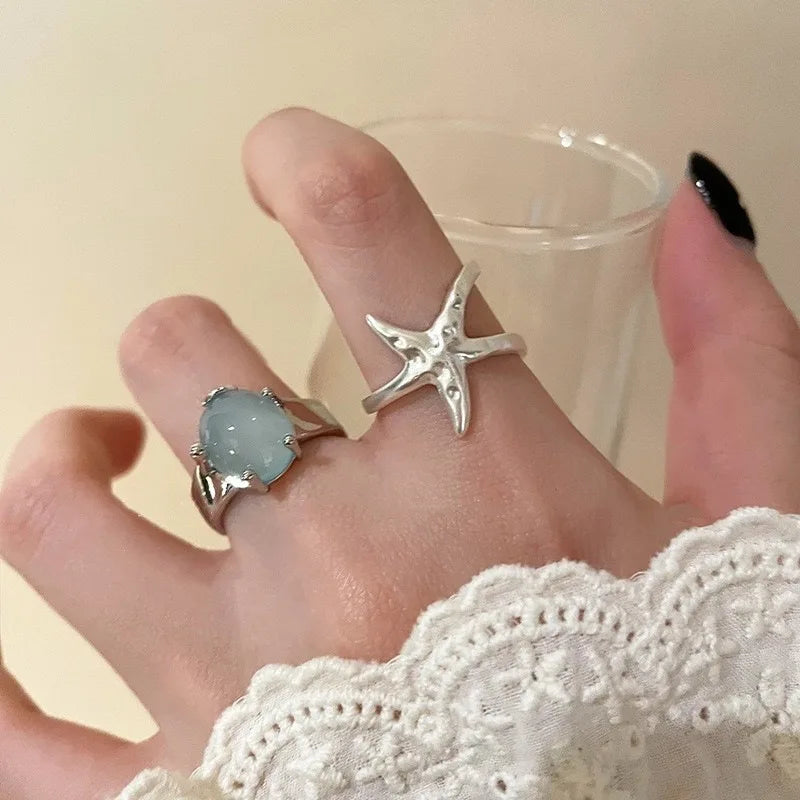 Sterling Blue Star Ring