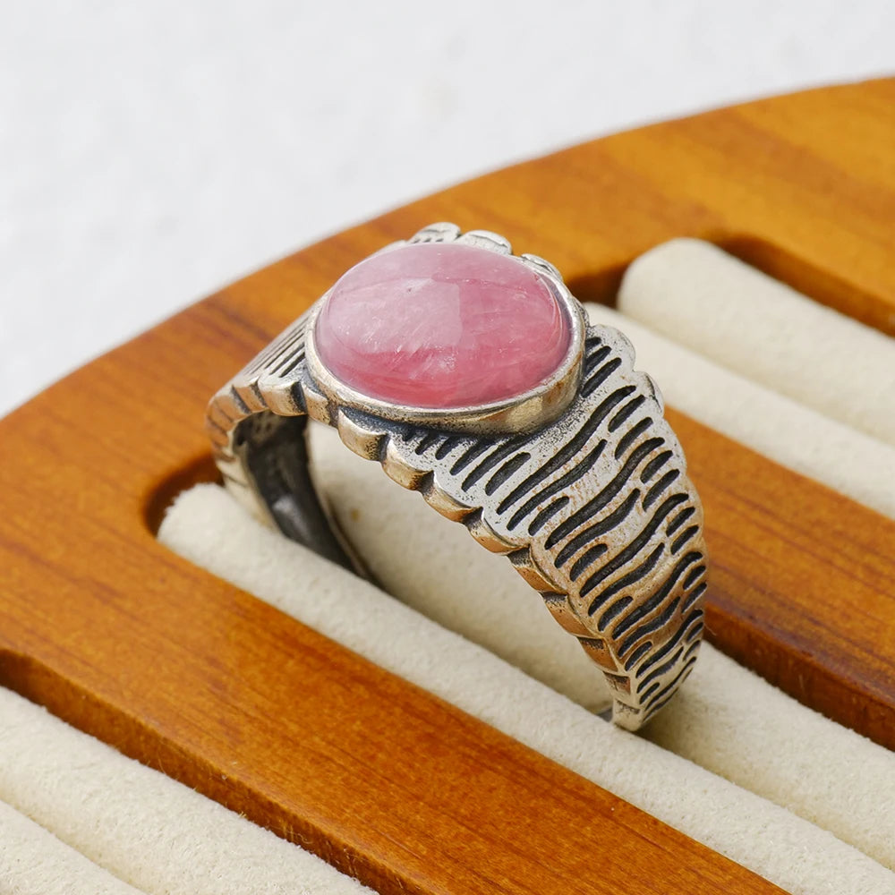 Pink Gemstone Silver Ring