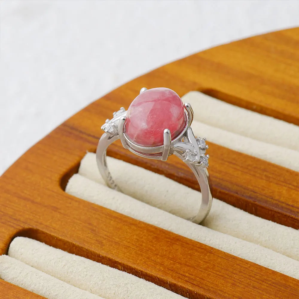 Pink Gemstone Silver Ring