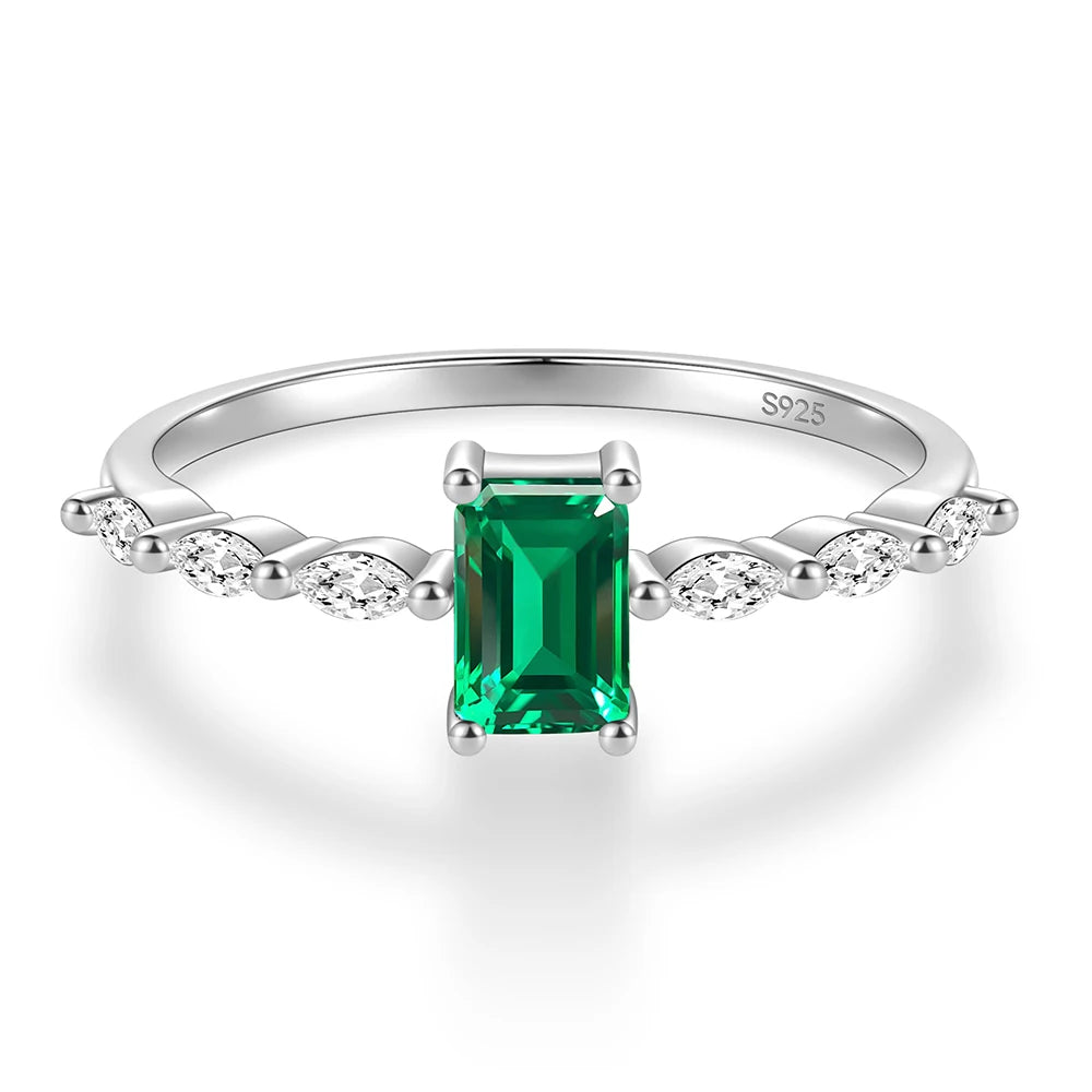 Green Zirconia Silver Ring