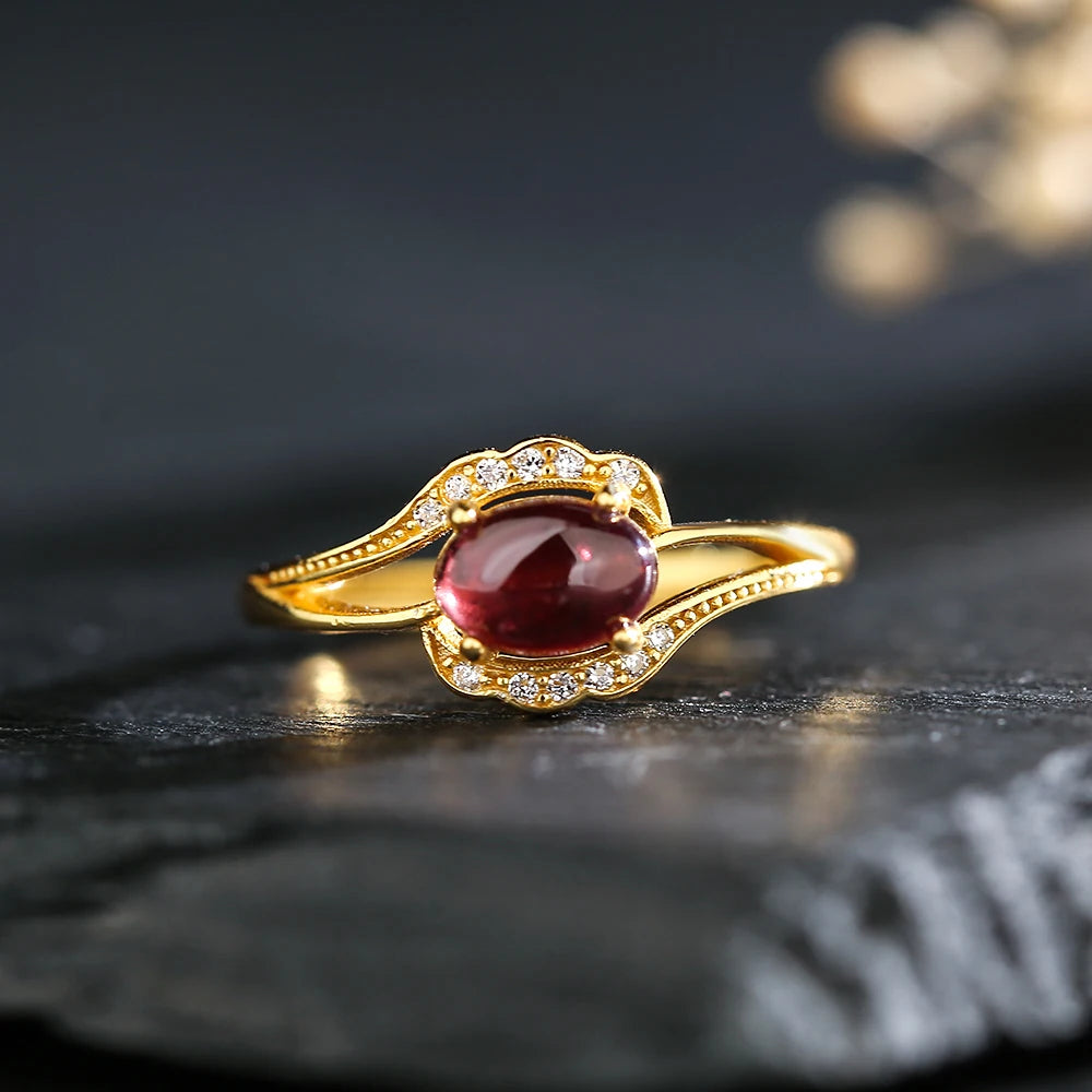 Boho Garnet Ring