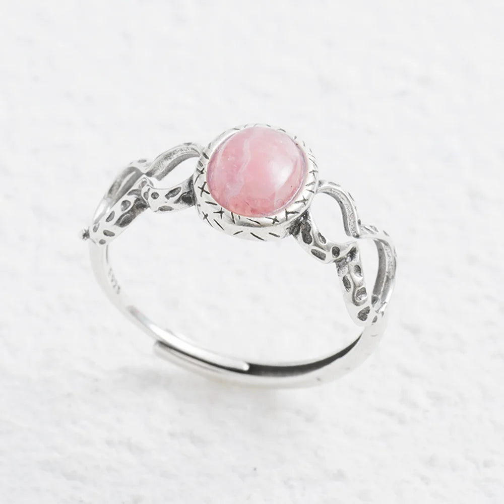 Pink Gemstone Silver Ring