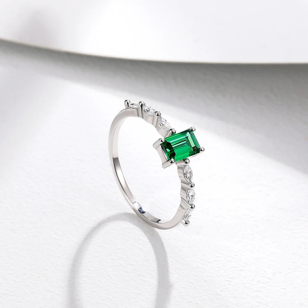 Green Zirconia Silver Ring