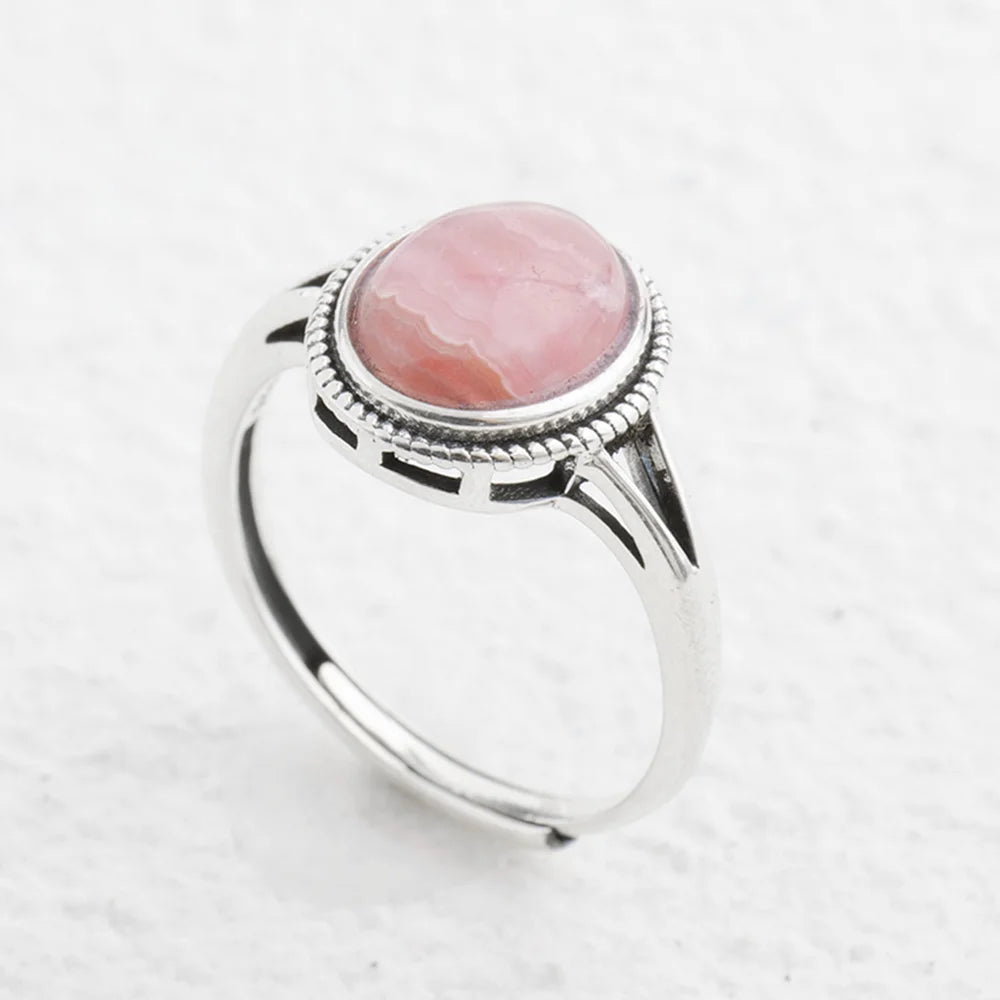 Pink Gemstone Silver Ring