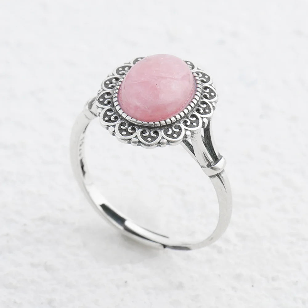 Pink Gemstone Silver Ring