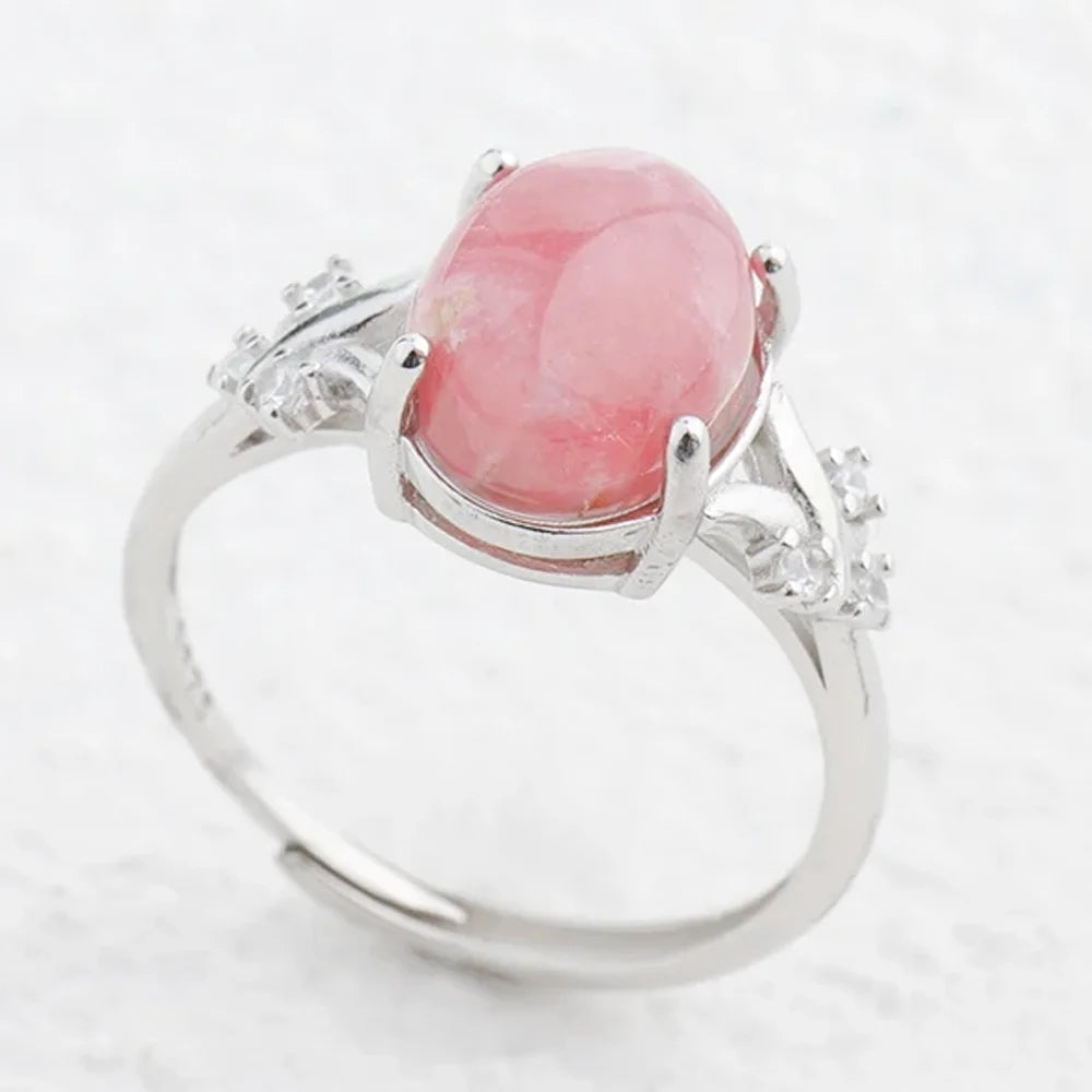 Pink Gemstone Silver Ring