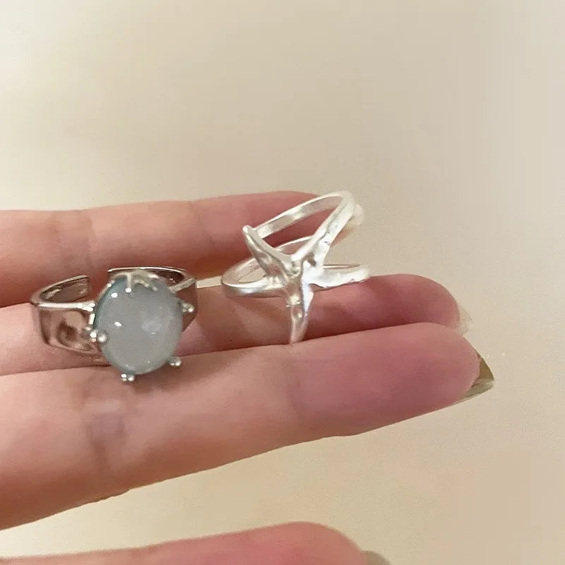 Sterling Blue Star Ring